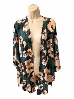 NWT PinkBlush Green Floral Chiffon Maternity Cover Up Size Medium